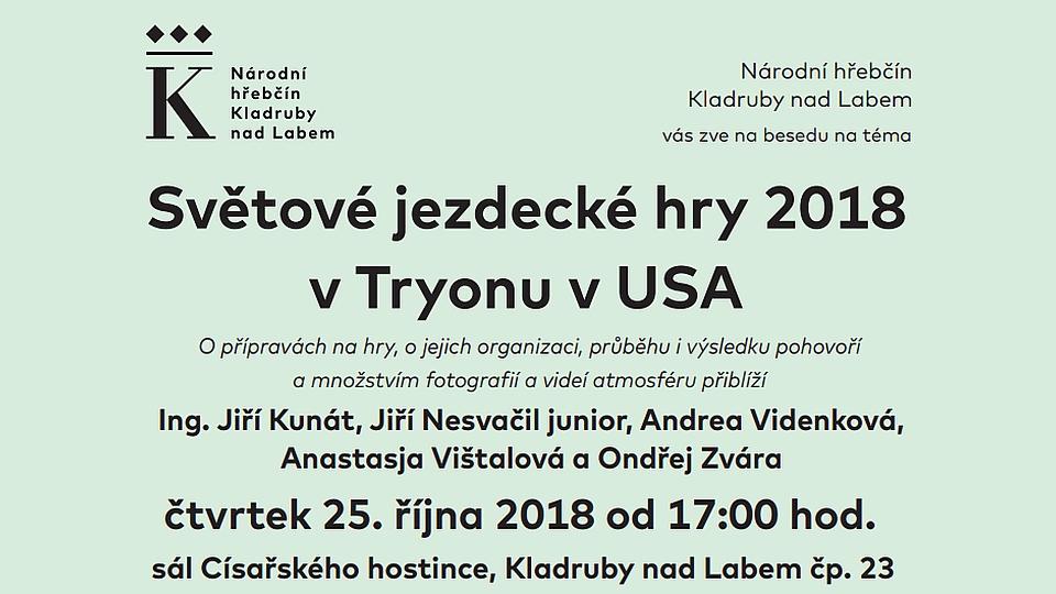 Beseda o WEG Tryon 2018 ŽIVĚ z Kladrub na EquiTV