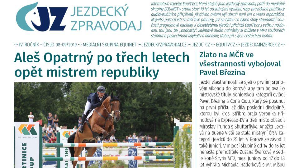 Jezdecký zpravodaj: Opatrný a Březina mistry ČR, voltiž úspěšná na MS