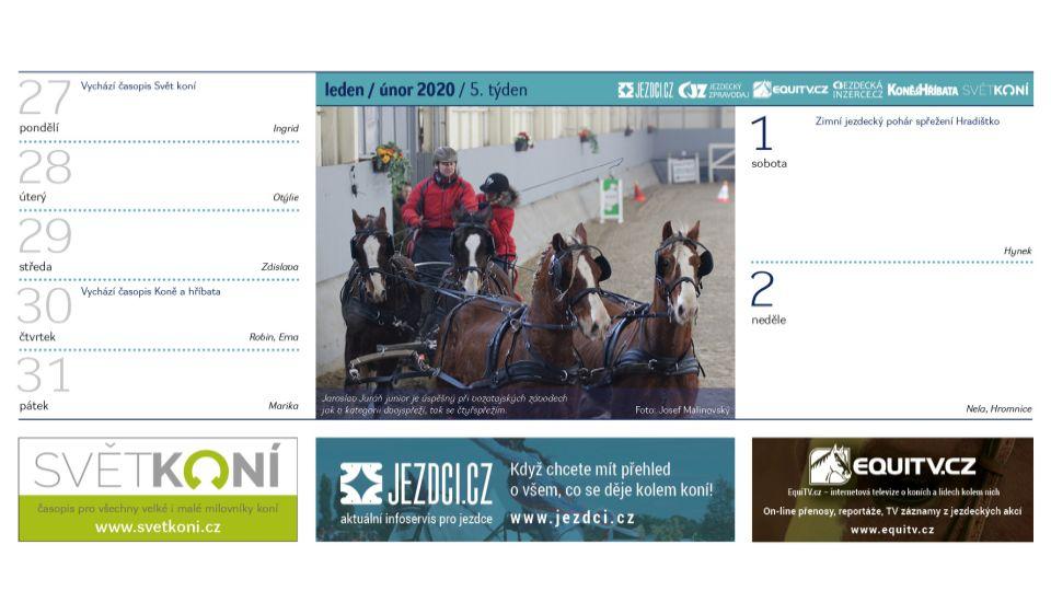 Únor ve stolním Jezdeckém kalendáři 2020. Objednejte si ho domů