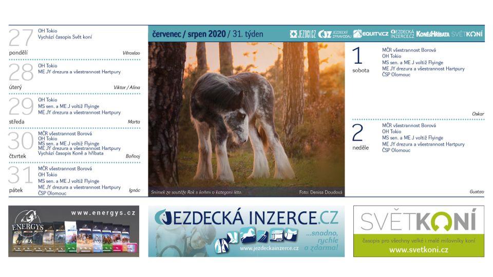 Srpen ve stolním Jezdeckém kalendáři 2020. Objednejte si ho domů