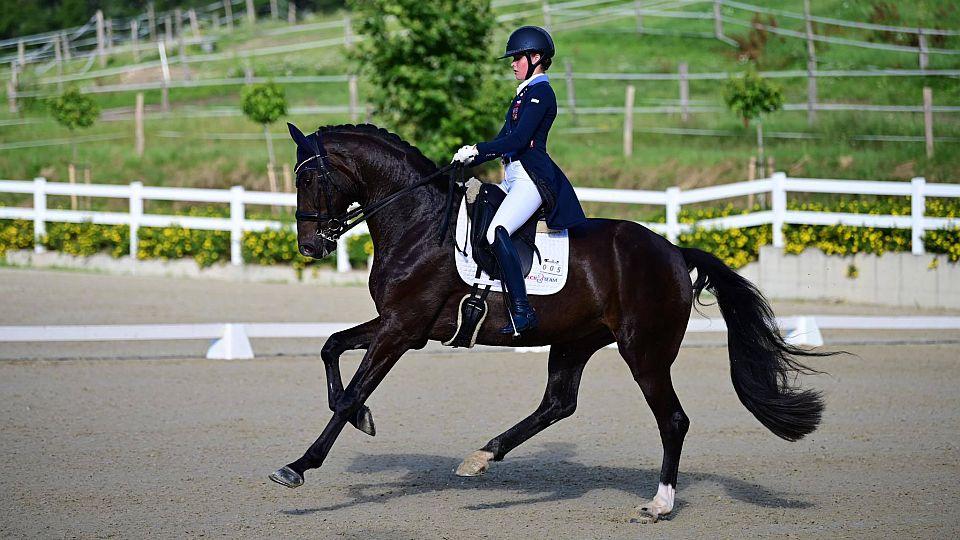 Eva Vavříková vítězí při srpnovém CDI3* Budapešť s klisnou Belle Ennie